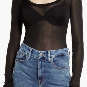 Good American Sheer Black Bodysuit